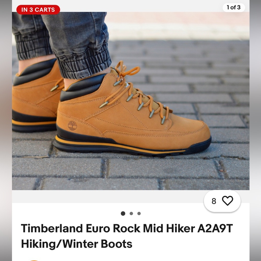 Timberland Euro Rock Mid Hiker Boots size 8 1/2 men’s
